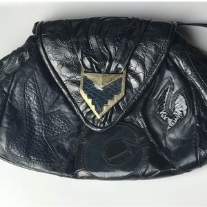 Vintage Fifth Avenue Black Leather Crossbody Purse designed by Diran